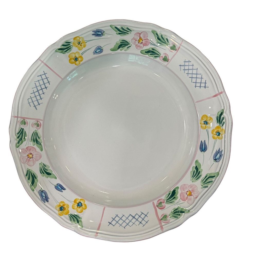 Herend Village Pottery‎ Hungary Floral Trellis Serving Platter Hand Painted